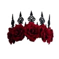 thumbnail image 1 of Corona gótica de rosas rojas para Halloween, diadema de flores para novia, guirnalda para el cabello, tocado de boda, accesorios florales para la cabeza, tocado, 1 of 4
