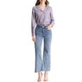 thumbnail image 3 of MODA NOVA Juniors Heart Polka Dots Button up V Neck Long Sleeve Shirts Purple Gray M, 3 of 7