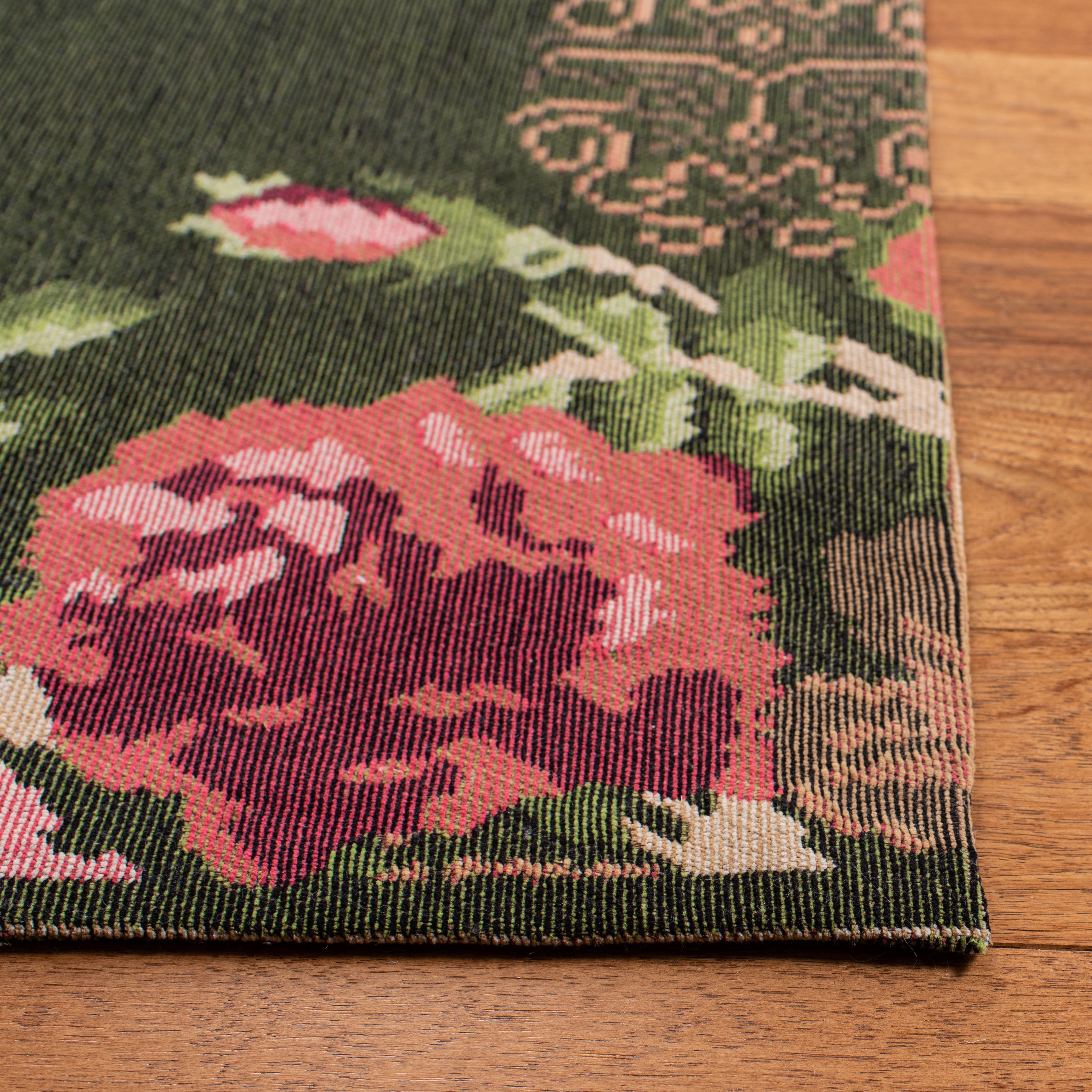 SAFAVIEH Classic Vintage Morven Floral Polyester Runner Rug, Green/Red, 2'3" x 14'