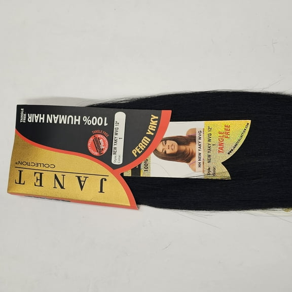 Janet New Yaky Weave Hair Extension 12", 1/Black