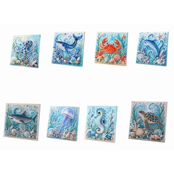 Octopus Diamond Art Craft Kit with Crystal Pearl Beads Cute Ocean 3d Diamond Paintings Crafts Pearl Ocean Pearl Art Kit Diy Ocean Wall Decor Ocean Home Decor for Adult Beginners