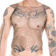 thumbnail image 2 of Siilsaa Rhinestone Mens Tank Tops Sheer Mesh See Through Fishnet Sparkly Rave Outfit Festival Crop Men Shirt Sexy Club Party Black,S, 2 of 4