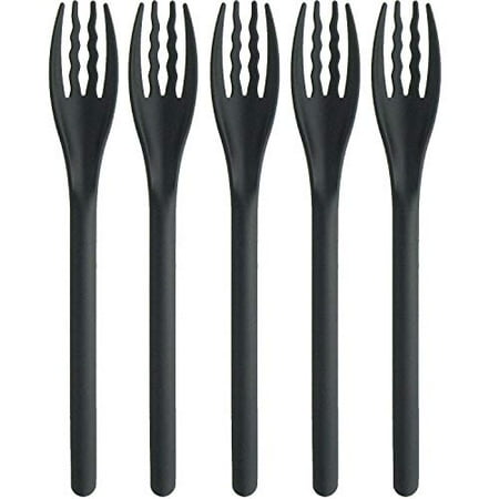 

Nagao Heat Resistant Plastic Soft Fork Set of 5 Black Dishwasher Safe Made in Japan