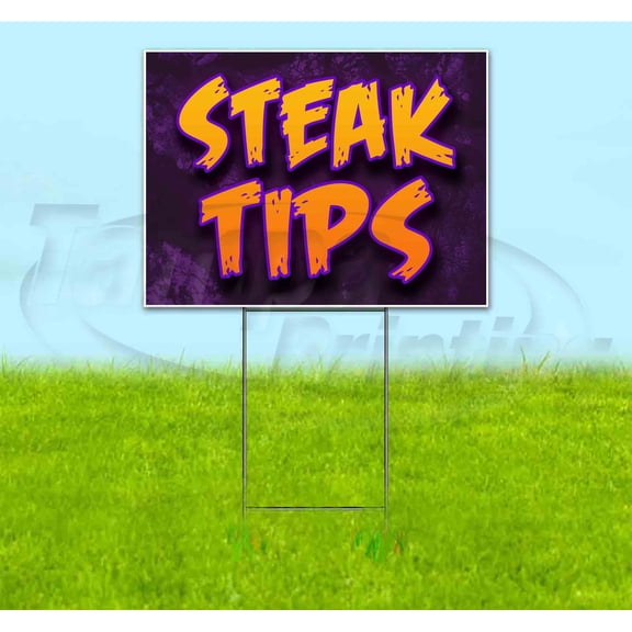 Steak Tips (18" x 24") Yard Sign, Includes Metal Step Stake