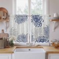 thumbnail image 2 of Blue White Kitchen Curtains, Abstract Grey Chrysanthemum Flower Floral Light Filtering Window Curtain Panels, 2Pcs Rod Pocket Window Treatments Set for RV Dining Room Study Room 42x54 Inches, 2 of 9
