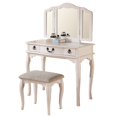 thumbnail image 1 of Poundex Furniture Wood Vanity Set with Mirror in White Color, 1 of 10