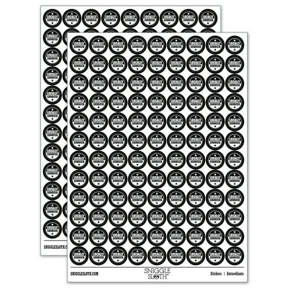 Locally Sourced 200 Round Stickers - Black - Gloss Finish - 0.50" Size