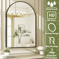 thumbnail image 6 of GRAHMCY 20"x30" Arched Bathroom Mirror Wall Mounted Vanity Hanging Mirror, Black, 6 of 7