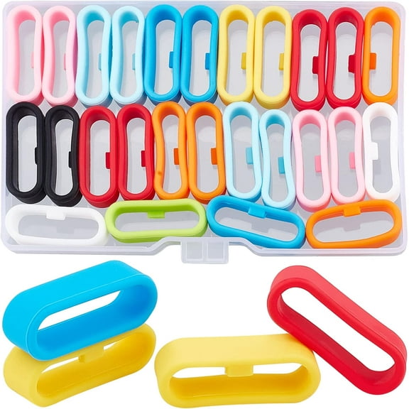 1 Box 36PCS Silicone Replacement Fastener Ring 20mm Secure Loops Connector Security Rings Rubber Watch Strap Bands Holder Keeper Loops Compatible with Smartwatch Strap Accessories 9 Colors for DIY