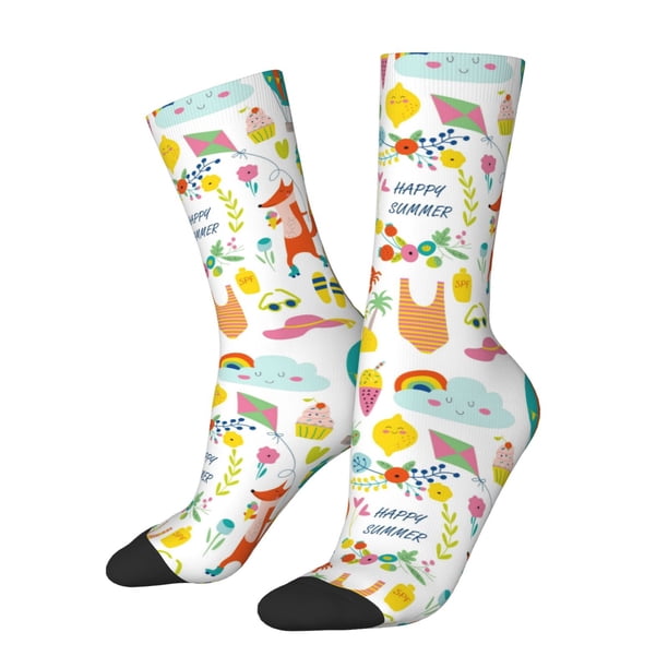 Balery Summer Animal Calcetas Largas con Estampado para Hombre y Mujer – Suaves y Transpirables, Talla Única (US 5-11)
