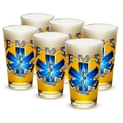 EMT 16 oz. Pint Glass EMS On Call For Life (Set of 6) by Erazor Bits