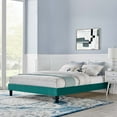 thumbnail image 2 of Platform Bed Frame, King Size, Velvet, Teal Blue, Modern Contemporary Urban Design, Bedroom Master Guest Suite, 2 of 5