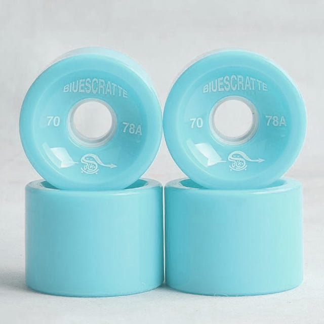4x Roues de Planche à Roulettes Remplacement Rouleau longboard Pièces Accessoires Bleu Clair