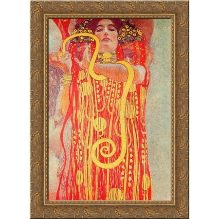 University Of Vienna Ceiling Paintings Medicine Detail Showing Hygieia 24x18 Gold Ornate Wood Framed Canvas Art By Gustav Klimt