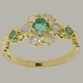 thumbnail image 2 of LBG British Made 14k Yellow Gold Natural Emerald & Opal Womens Statement Ring - 33 size options - Size 10.5, 2 of 7