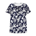 thumbnail image 7 of Feancey Womens Plus Size Tops 2026 Summer Short Sleeve Pleated Blouses Crew Neck Casual Floral Print T-Shirts Loose Fit Dressy Tee Shirt Black L, 7 of 7