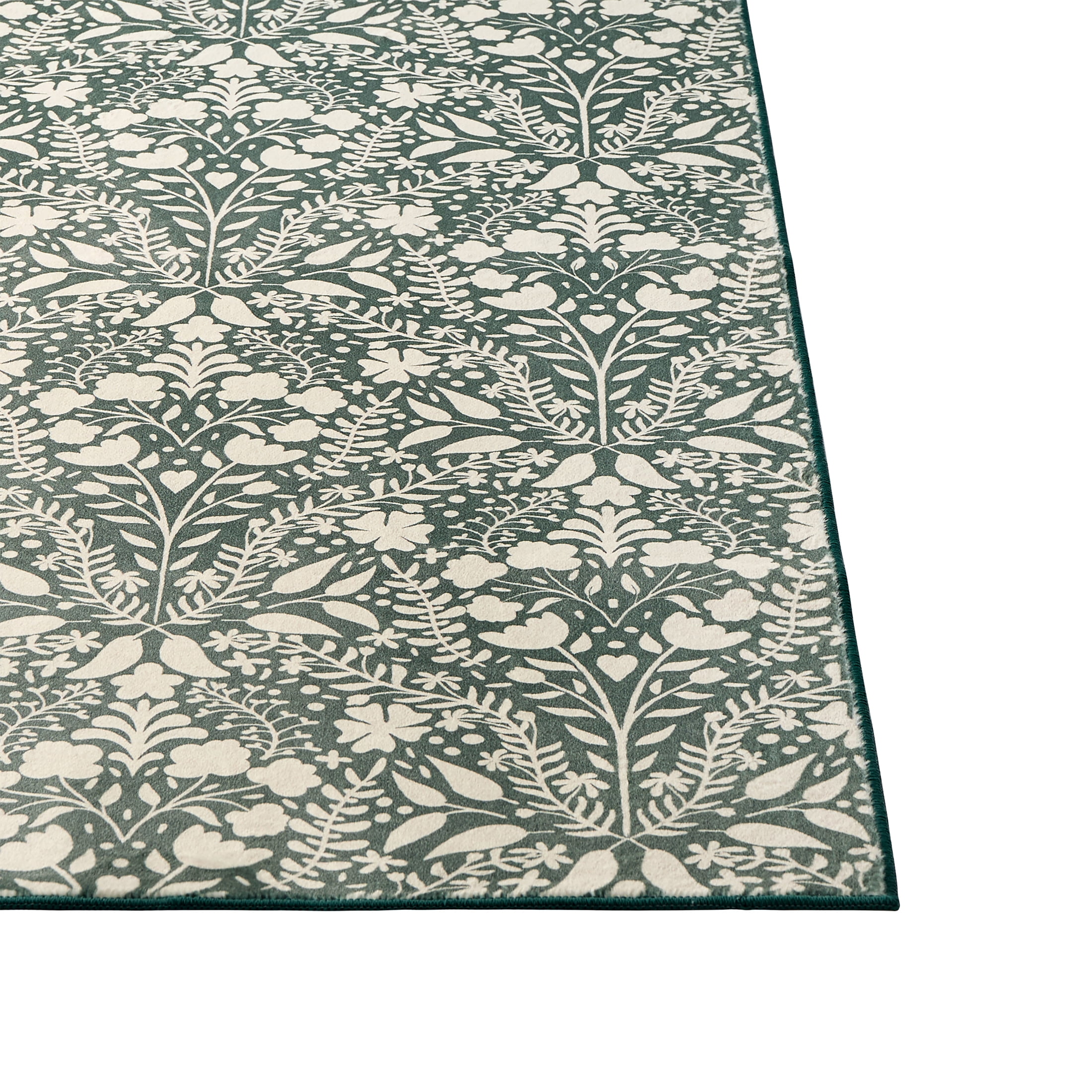 My Texas House Green Floral Faux Fur Washable Indoor Area Rug, 7'6" x 10'