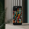 thumbnail image 3 of DistinctInk Hybrid (Acrylic / TPU) Clear Slim Fit Case for Apple iPhone 12 MINI (5.4" Screen) - "Vibrant Harmony: Bold Crosses on Black", 3 of 8