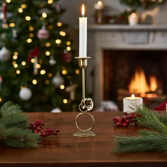 LSLJS Christmas Iron Metal Candlestick Decoration Romantic Table Candlelight Dinner Props Home Table Decoration Holiday Decoration Christmas Decorations