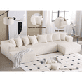 thumbnail image 3 of Tabaray 131"Sectional Sofa Couch, Modern U Shaped Modular Sofa w Double Chaise Lounges, Striped Corduroy Upholstered 4 Seater Couch w Ottoman for Living Room, Bedroom, Free Combination White, 3 of 13