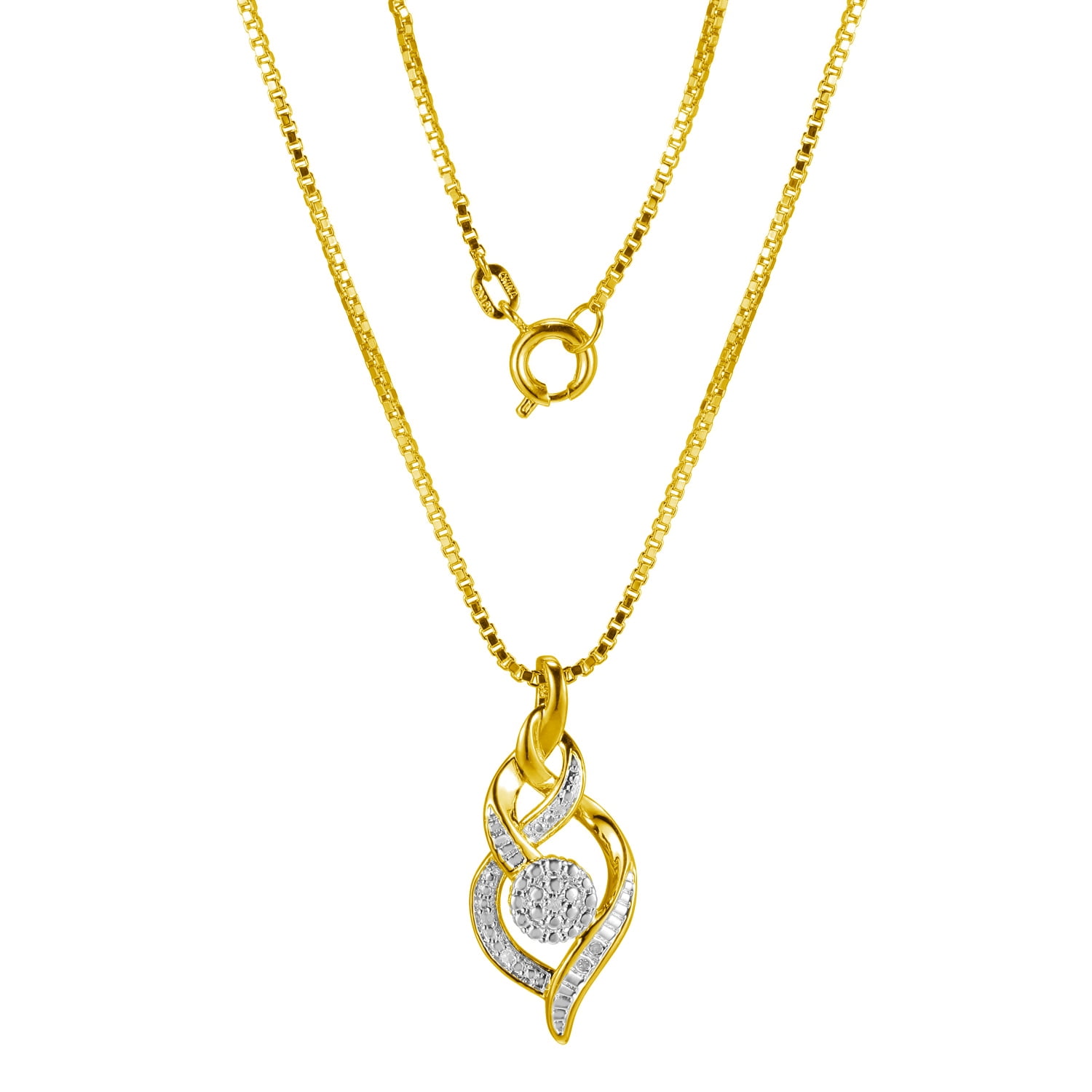 Forever Facets Diamond Accent 3-Piece Waterfall Pendant and Ring Set in 18k Yellow Gold over Bronze, Adult Female