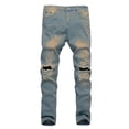 thumbnail image 2 of Aoochasliy Mens Jeans Valentine's Day Men's New Tight-fitting Ripped Straight Hip-hop Stretch Motorcycle Denim Trouser, 2 of 2