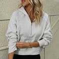 thumbnail image 4 of QUYUON Womens Hoodies Half Zip Long Sleeve Fleece Crop Pullover Sweatshirts with Pockets Soft Lightweight Quarter Zip up Cropped Hooded Sweatshirts Tops Fashion Cute Sweatshirts Gray L, 4 of 6