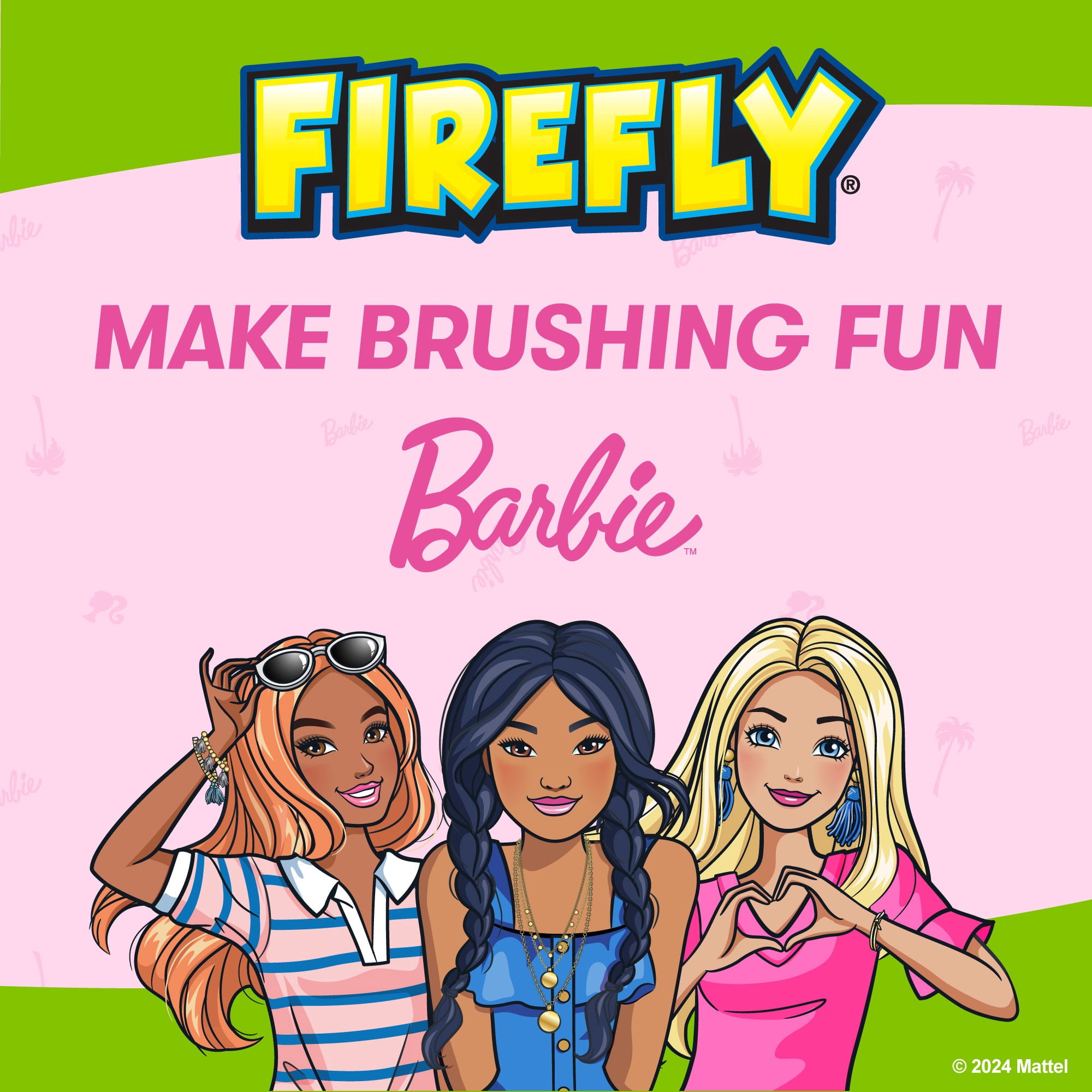 Firefly Clean N' Protect Barbie Toothbrush with Antibacterial Cover, Soft Bristles,  Battery Included, Ages 3+, 1 Count