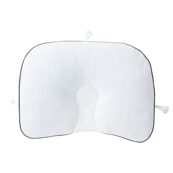 Almohada de viaje portátil para bebés, almohada ajustable para la cabeza y el cuello del bebé, soporte para asiento de coche, diseño ergonómico suave y transpirable, color blanco.