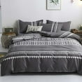 thumbnail image 3 of Boho Grey Duvet Cover, Stylish Reversible Geometric Design Queen Size Comforter Set, Microfiber Duvet Bedding, 3-Piece Set Including 2 Pillowcases, 3 of 5