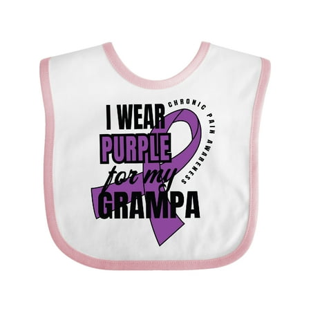 

Inktastic Chronic Pain I Wear Purple For My Grampa Gift Baby Boy or Baby Girl Bib
