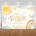 thumbnail image 1 of Fondo personalizado para baby shower con diseño de sol, un pequeño rayo de sol, bohemio, arcoíris y nubes, decoración para fiesta de baby shower, pancarta, accesorios para estudio fotográfico (2,1 x, 1 of 7