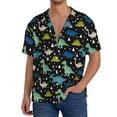 thumbnail image 3 of Vsdgher Dinosaur Print Men's Wrinkle Free Untucked Cuban Shirt Business Casual Button Down Shirts Short Sleeve Shirt, 3 of 7