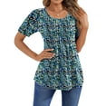thumbnail image 3 of Fantaslook Blouses for Women Pleated Short Sleeve Tunic Tops Dressy Casual Summer Shirts, 3 of 9