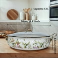 thumbnail image 5 of Enamel Soup Pot with Floral Lid, Large Capacity Induction & Gas Stove Compatible, Elegant White & Green Design for Family Cooking, 5 of 8