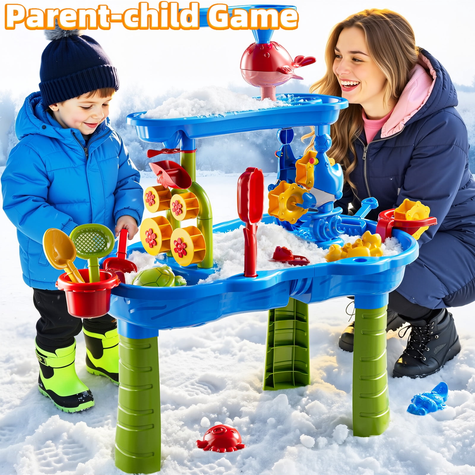 Kids Sand Water Table ,3-Tier Sand and Water Play Table Toys for Toddlers Kids, Outdoor Activity Sensory Tables Outside Beach Toys for Toddler Boys Girls Age 3-5