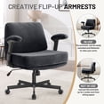 thumbnail image 2 of Criss Cross Chair with Flip-up Armrests, Wide Cross Legged Office Chair, Fabric Ergonomic Desk Chair with Wheels, Lumbar Support, Swivel Vanity Chair for Home Office, Bedroom, Study, 2 of 8