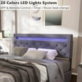 thumbnail image 2 of CAIDI Upholstered Platform Bed with LED Light Headboard and 4 Drawers, Dark Grey, 2 of 7