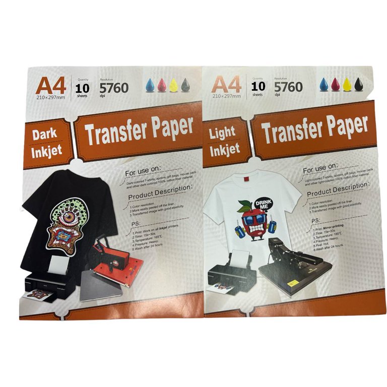 A4 Heat Transfer Paper For Dark Light Cotton T-Shirts Inkjet