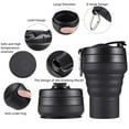 thumbnail image 4 of ky collapsible cup for traveling, 20 oz 600ml silicone folding camping mug, leak proof bpa free portable reusable bottle for coffee, tea, water, camping, hiking, outdoor (black), 4 of 7