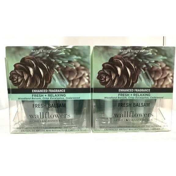 Bath & Body Works Fresh Balsam Wallflowers Home Fragrance Refills, 0.8 fl oz each - 4 Refills