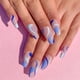 thumbnail image 1 of 24 piezas de uñas a presión de longitud media, uñas postizas de ataúd, pegamento de ataúd en las uñas, uñas postizas con pegamento para mujeres (remolino azul), 1 of 1