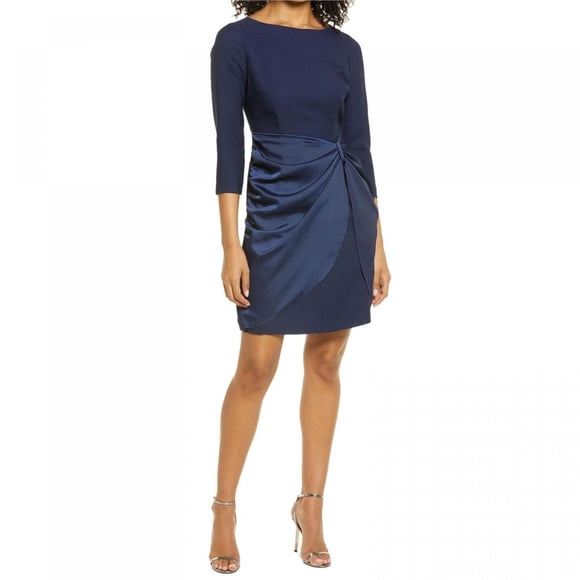 Eliza J Women's Gathered Cocktail Dress Navy Size 2 $139 fits as 0