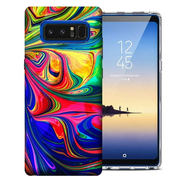 MUNDAZE For Samsung Galaxy S10 Blue Yellow Oil Paint Design TPU Gel Phone Case Cover