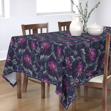 

Cotton Sateen Tablecloth 70 x 144 - Flowers Leaves Cross Sewing Print Custom Table Linens by Spoonflower