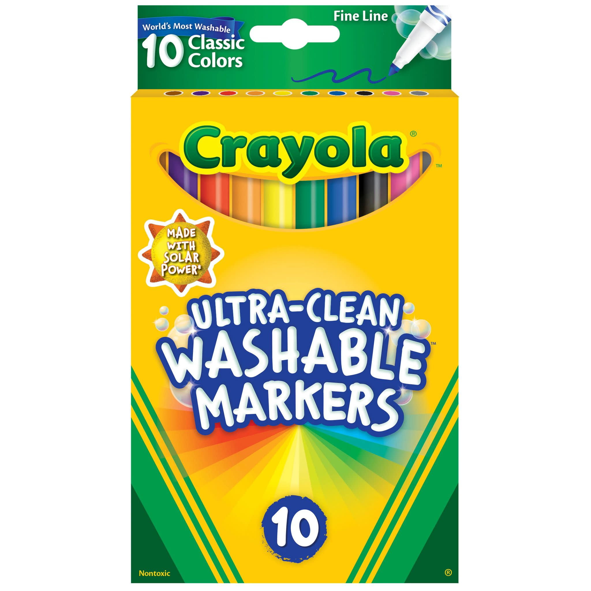 Crayola Washable Fine Line Markers 10 Ct for Kids and Teachers
