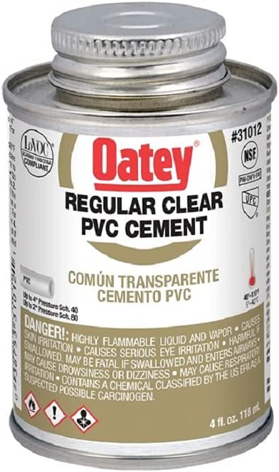 Oatey 31012 PVC Regular Cement, Clear, 4-Ounce