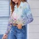 thumbnail image 4 of Camisa Impresa de Manga Larga Casual de las Mujeres con Cuello en V, Blusa con Botones para Uso Diario Y Estilo Callejero, 4 of 6