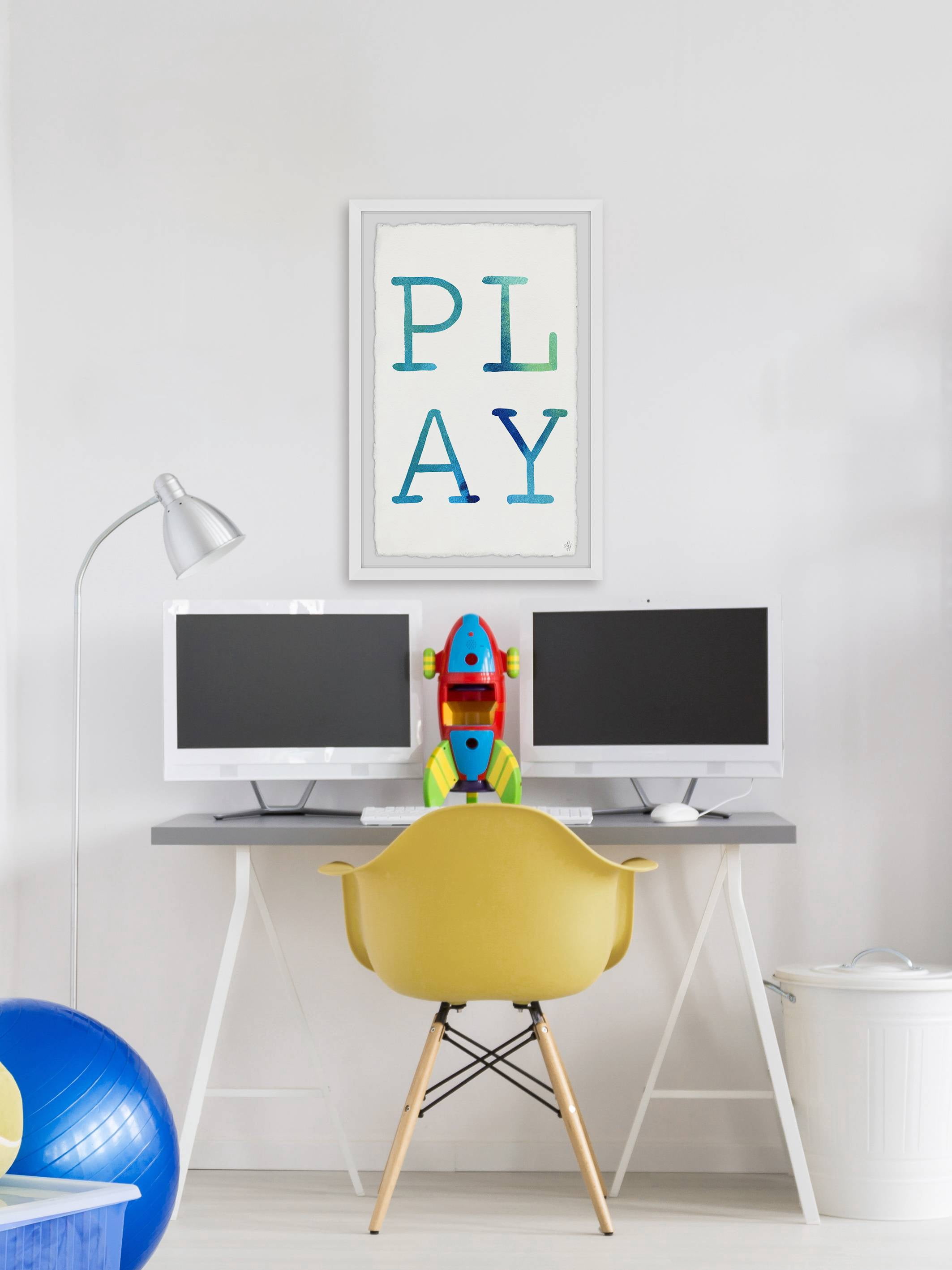 Marmont Hill Blue Play Framed Wall Art