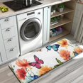 thumbnail image 3 of White Butterfly Flower Field Pattern Kitchen Rug Mat,Kitchen Runner Rugs Non Skid Washable,Decorative Kitchen Floor Mats for Kitchen,Sink,Laundry,17"x47.2", 3 of 7